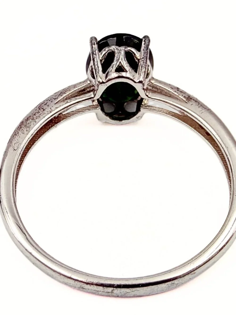 Contemporary Marked TE Sterling Silver Green Tourmaline Solitaire Ring Sz 10